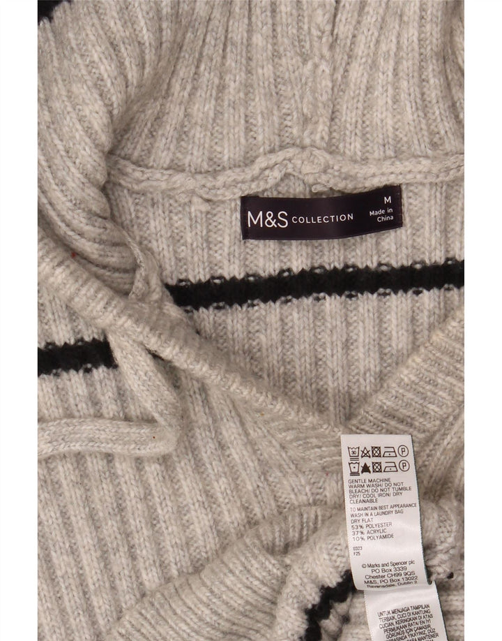 Женский свитер с капюшоном Marks & Spencer UK 14, средний серый в полоску