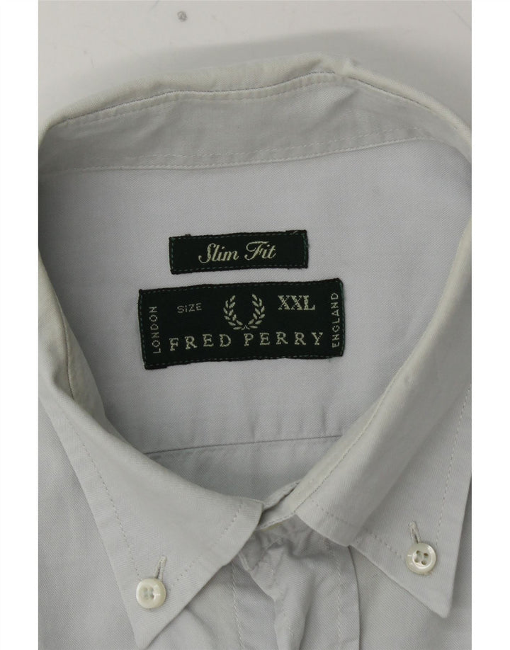 FRED PERRY Мужская рубашка приталенного кроя 2XL, синяя, хлопок