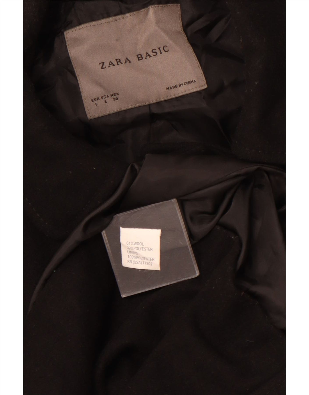 Женское пальто ZARA UK 14, большое, черное, шерстяное
