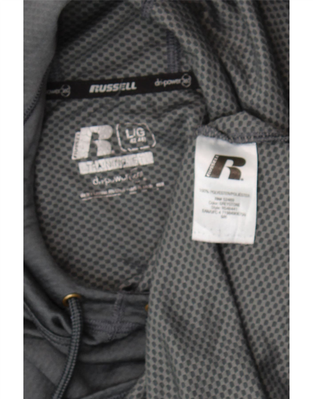 Мужской джемпер с капюшоном Russell Athletic Dri-Power, большой серый, полиэстер