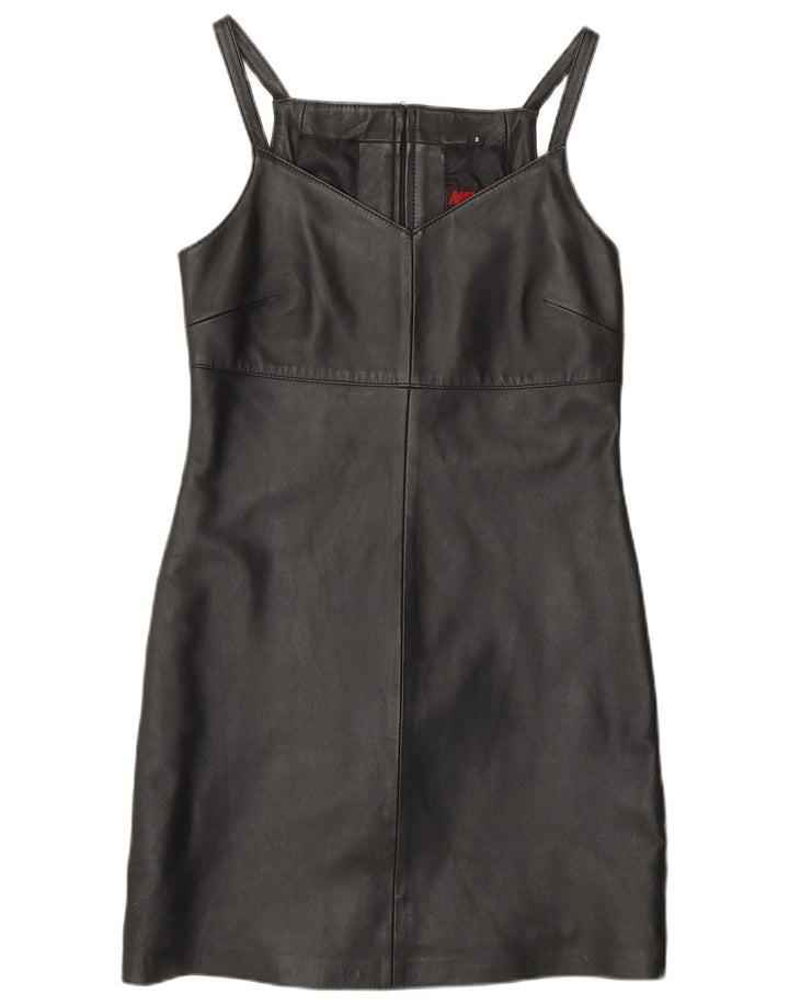 Женское кожаное платье-футляр без рукавов MADDOX UK 10 маленькое черное кожаное