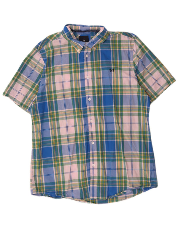 Crew Clothing Мужская рубашка с коротким рукавом XL, синяя клетка, хлопок