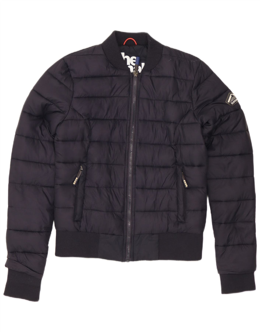 SUPERDRY Женская стеганая куртка UK 10, маленький темно-синий полиэстер