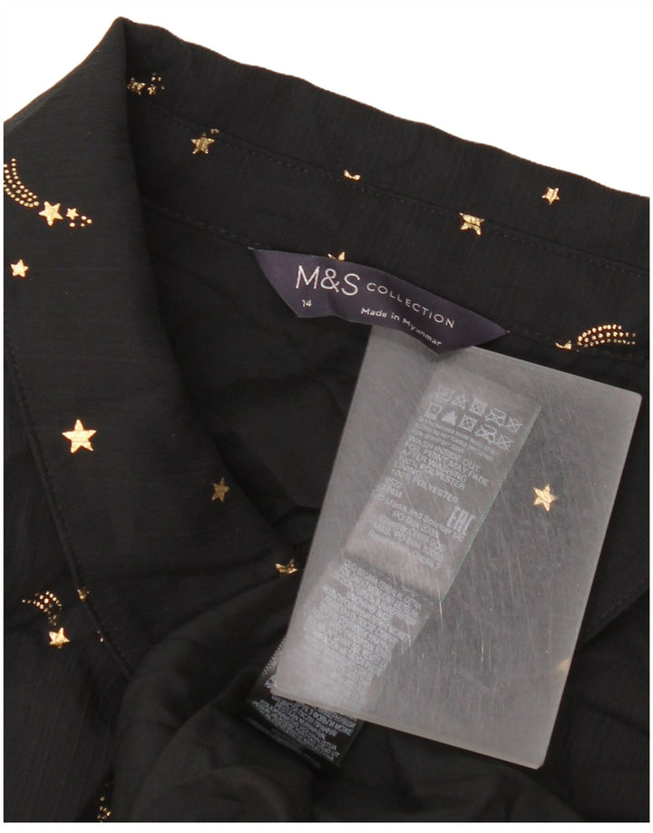 Женское многоярусное платье с абстрактным узором Marks & Spencer UK 14, средний черный