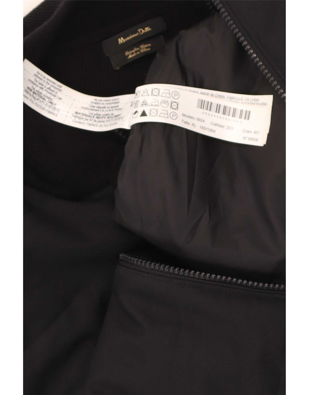 Мужская куртка-бомбер Massimo Dutti UK 42 XL, черный хлопок