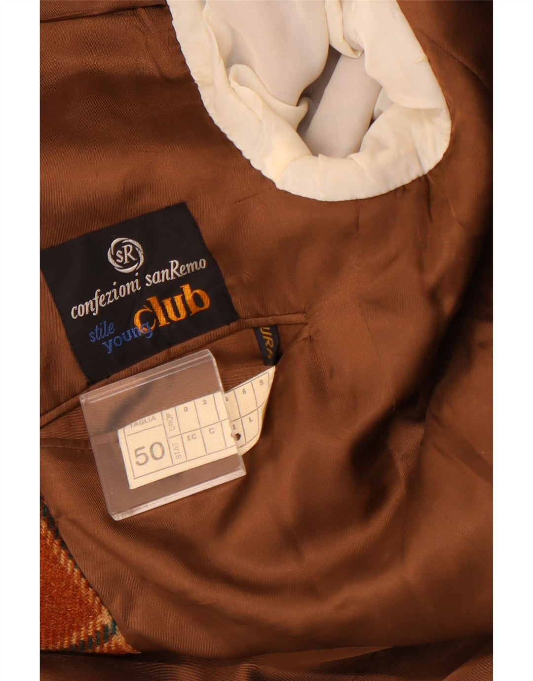 Мужской пиджак VINTAGE на 2 пуговицах IT 50, большая коричневая клетка в клетку