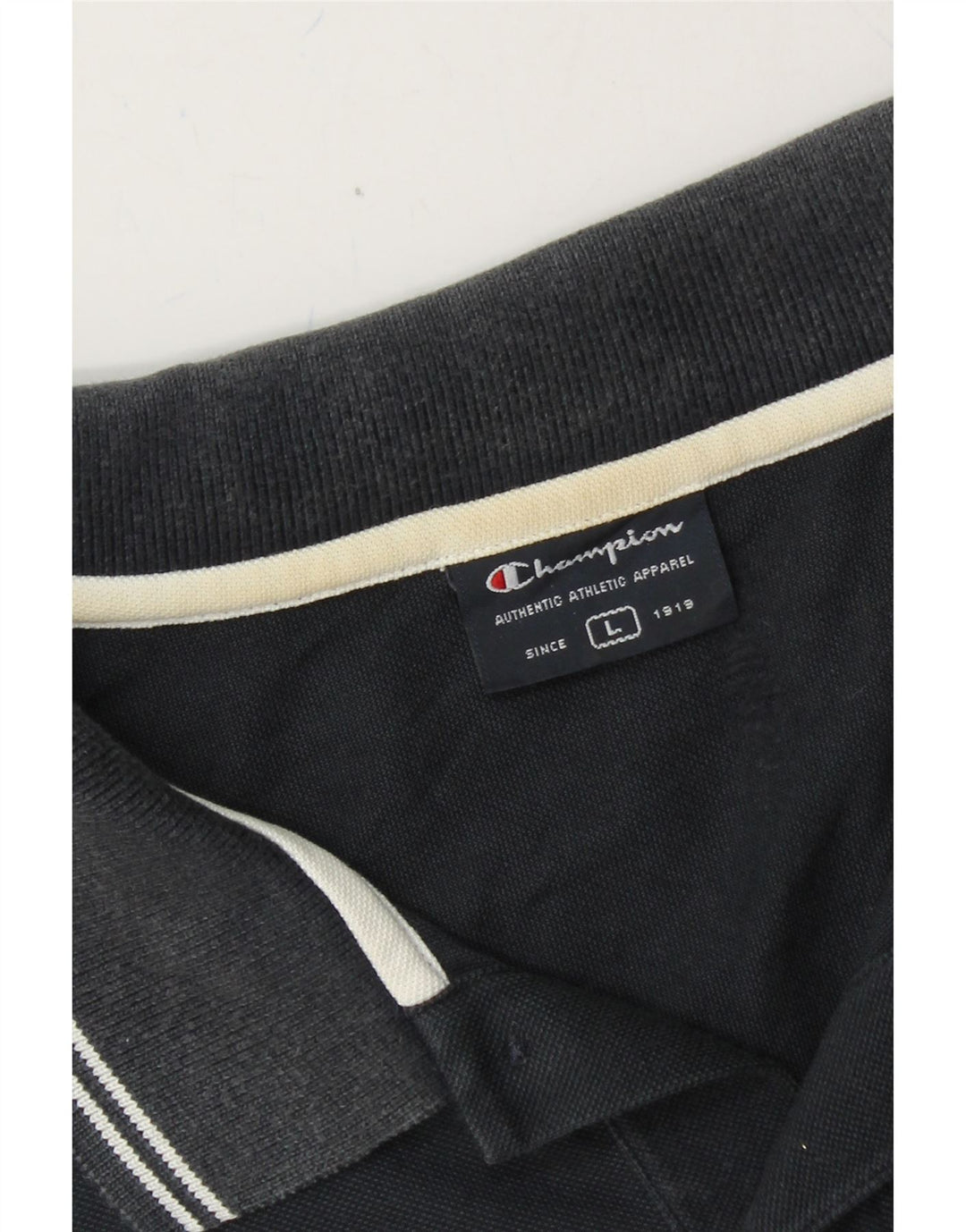 CHAMPION Mens Polo Shirt Large Navy Blue Cotton Vintage Champion and Second-Hand Champion from Messina Hembry 