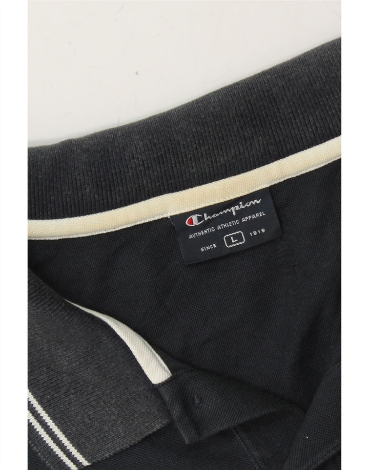CHAMPION Mens Polo Shirt Large Navy Blue Cotton Vintage Champion and Second-Hand Champion from Messina Hembry 