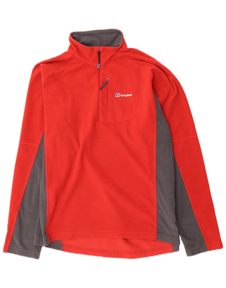 Berghaus Мужской флисовый джемпер с воротником на молнии, большой красный, полиэстер с цветными блоками
