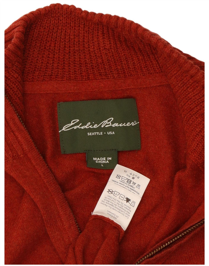 Мужской джемпер с воротником на молнии Eddie Bauer, большой красный хлопковый свитер