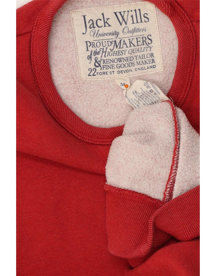 JACK WILLS Mens Graphic Sweatshirt Jumper Medium Red Cotton