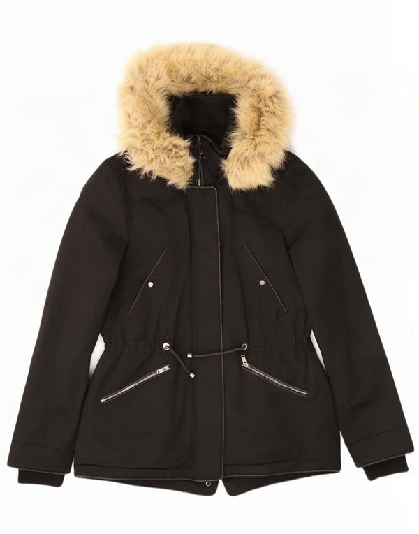 Женская парка Zara с капюшоном UK 6 XS, черный полиэстер