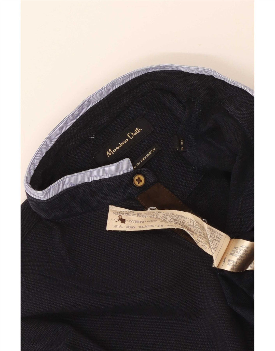 Мужской топ Massimo Dutti с длинным рукавом, средний темно-синий, хлопок