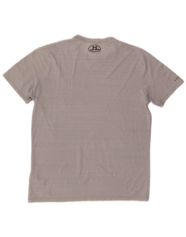 Мужская футболка UNDER ARMOR Heat Gear, хлопковый топ в тонкую полоску среднего серого цвета