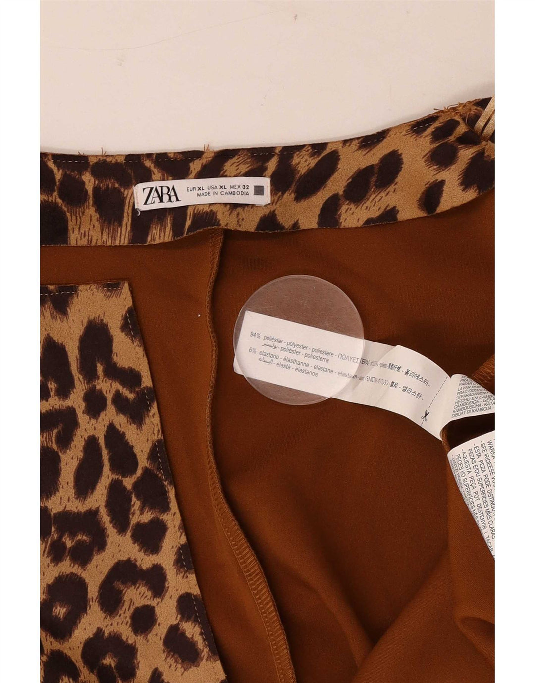 Zara Женское открытое пальто UK 18 XL Коричневое полиэстер с животным принтом