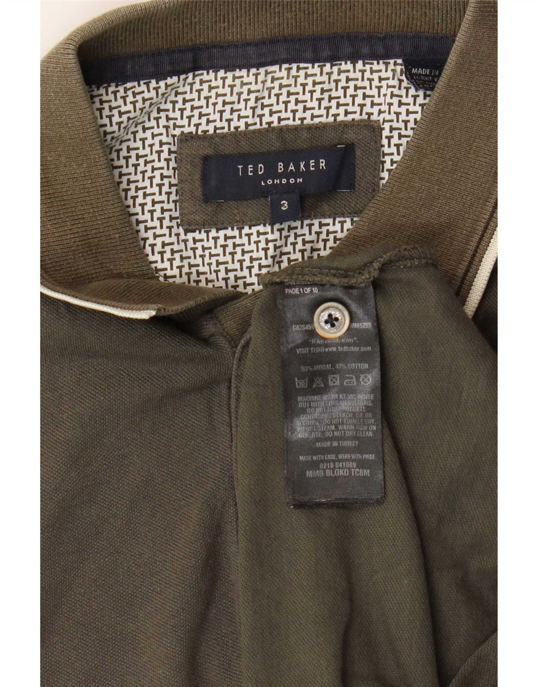 Мужская рубашка-поло Ted Baker, размер 3, средний хаки, модал