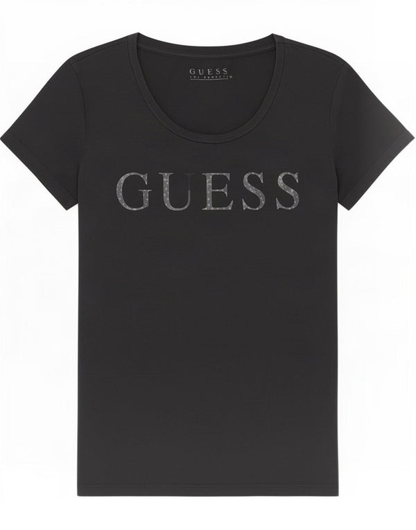 Guess Женская футболка с рисунком Top UK 6 XS, черный хлопок