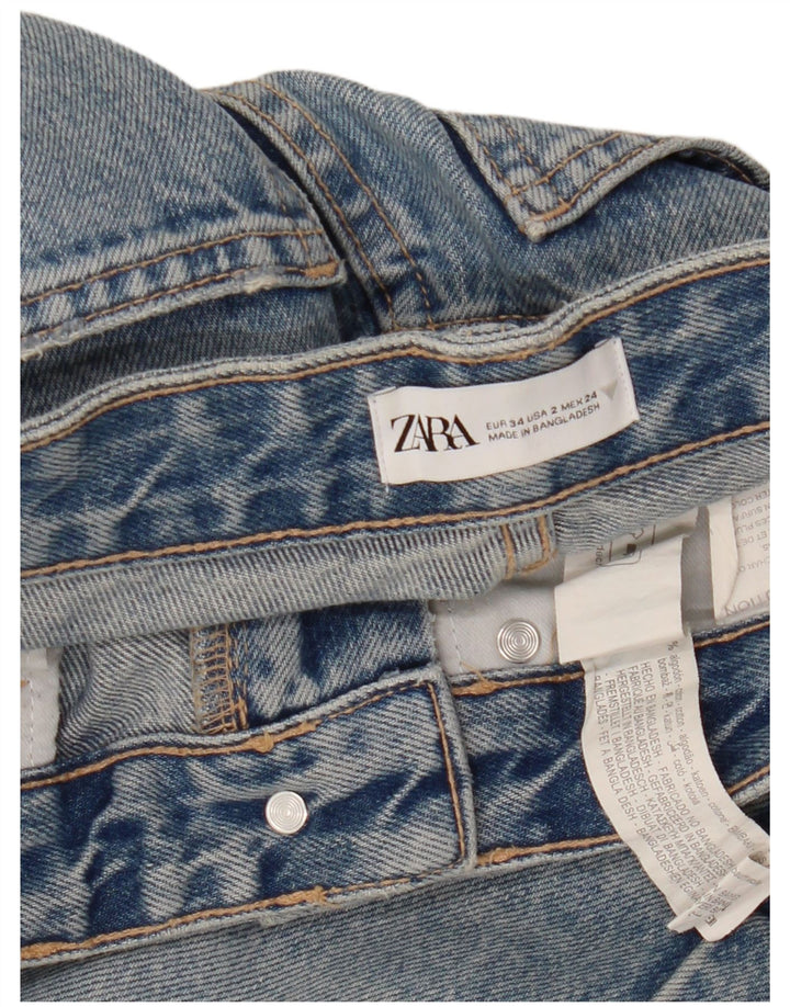 Женские прямые джинсы ZARA EU 34 2XS W24 L30, синий хлопок