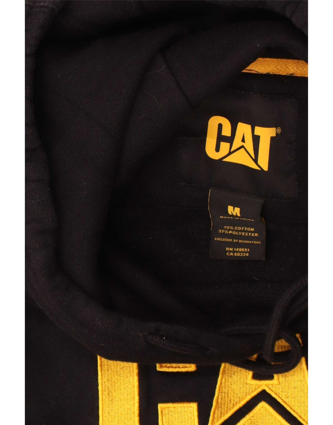 Мужской джемпер с капюшоном Caterpillar с рисунком, средний черный, хлопковый
