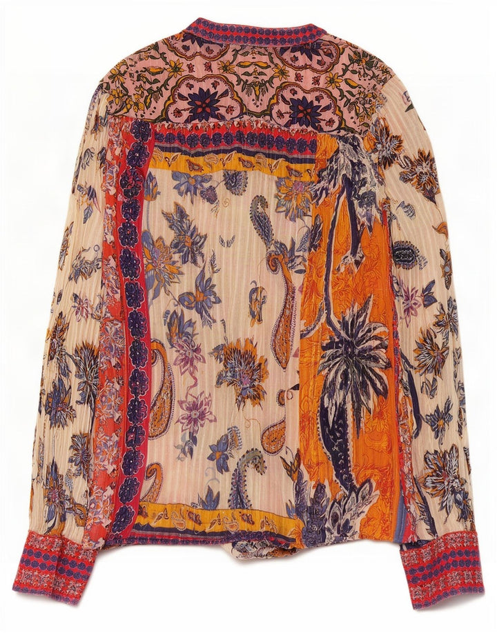 Женская блузка-рубашка Desigual UK 12, средний разноцветный хлопок с пейсли