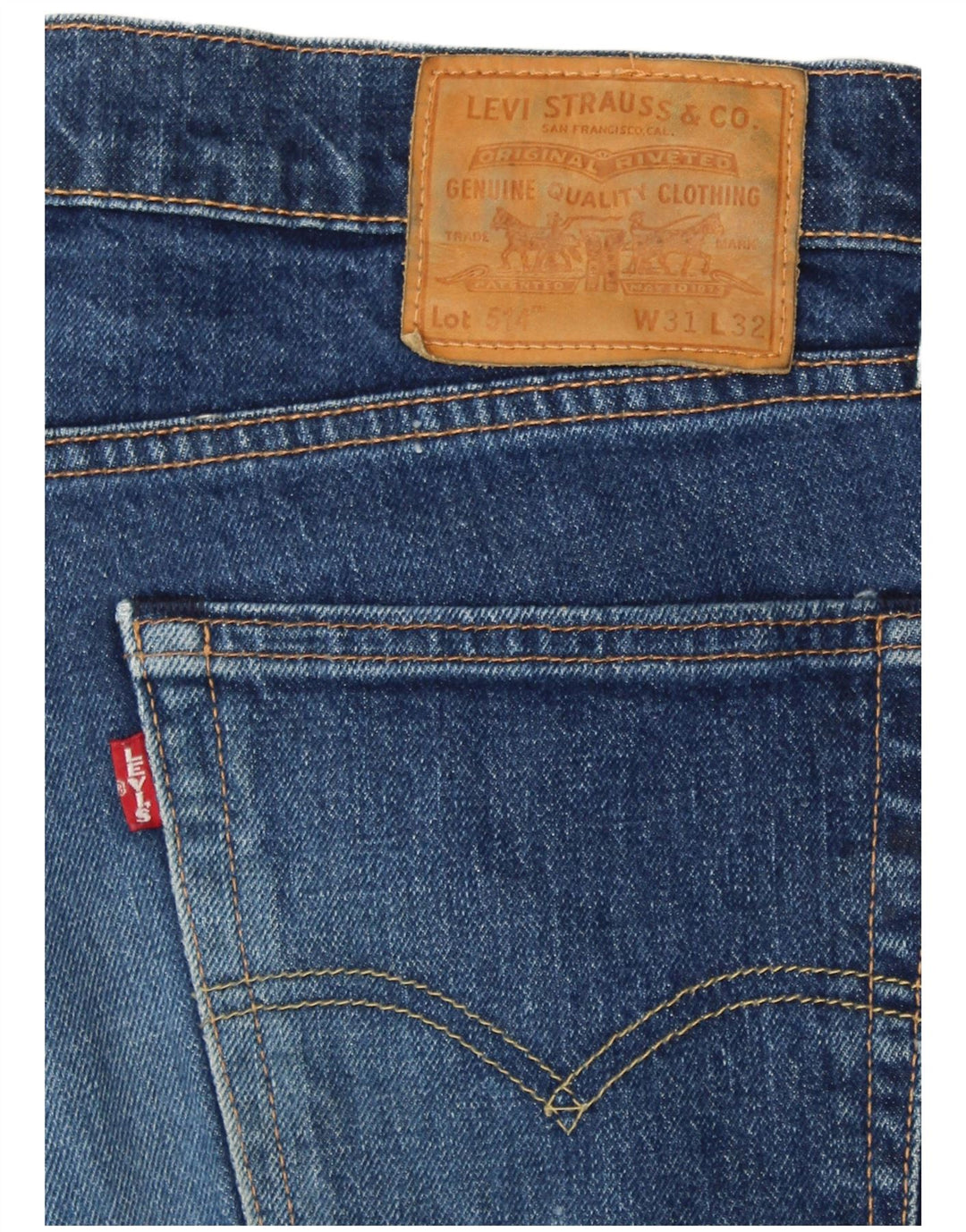 Мужские прямые джинсы LEVI'S 514 W31 L32 синие, хлопок