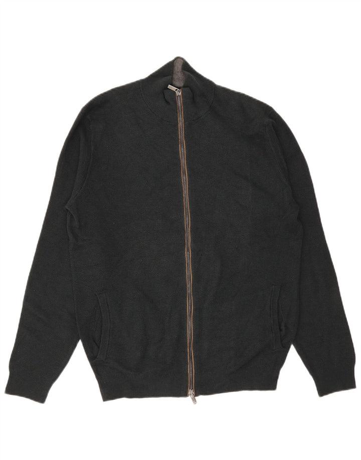 Мужской кардиган Massimo Dutti, хлопковый свитер среднего зеленого цвета