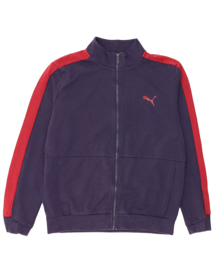 Мужской спортивный костюм Puma, верхняя куртка, средний темно-синий, хлопок с цветными блоками