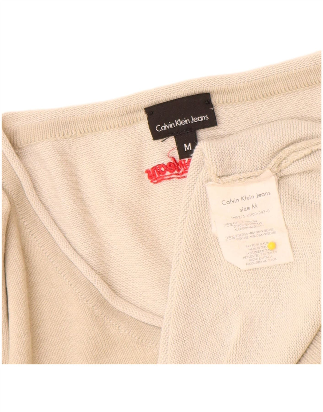 Мужской джемпер с v-образным вырезом Calvin Klein Jeans, средний бежевый хлопковый свитер