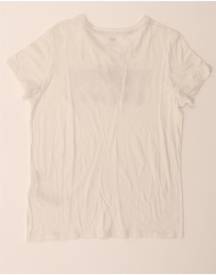 LEVI'S Womens Graphic T-Shirt Top UK 14 Medium White Cotton Vintage Levi's and Second-Hand Levi's from Messina Hembry 
