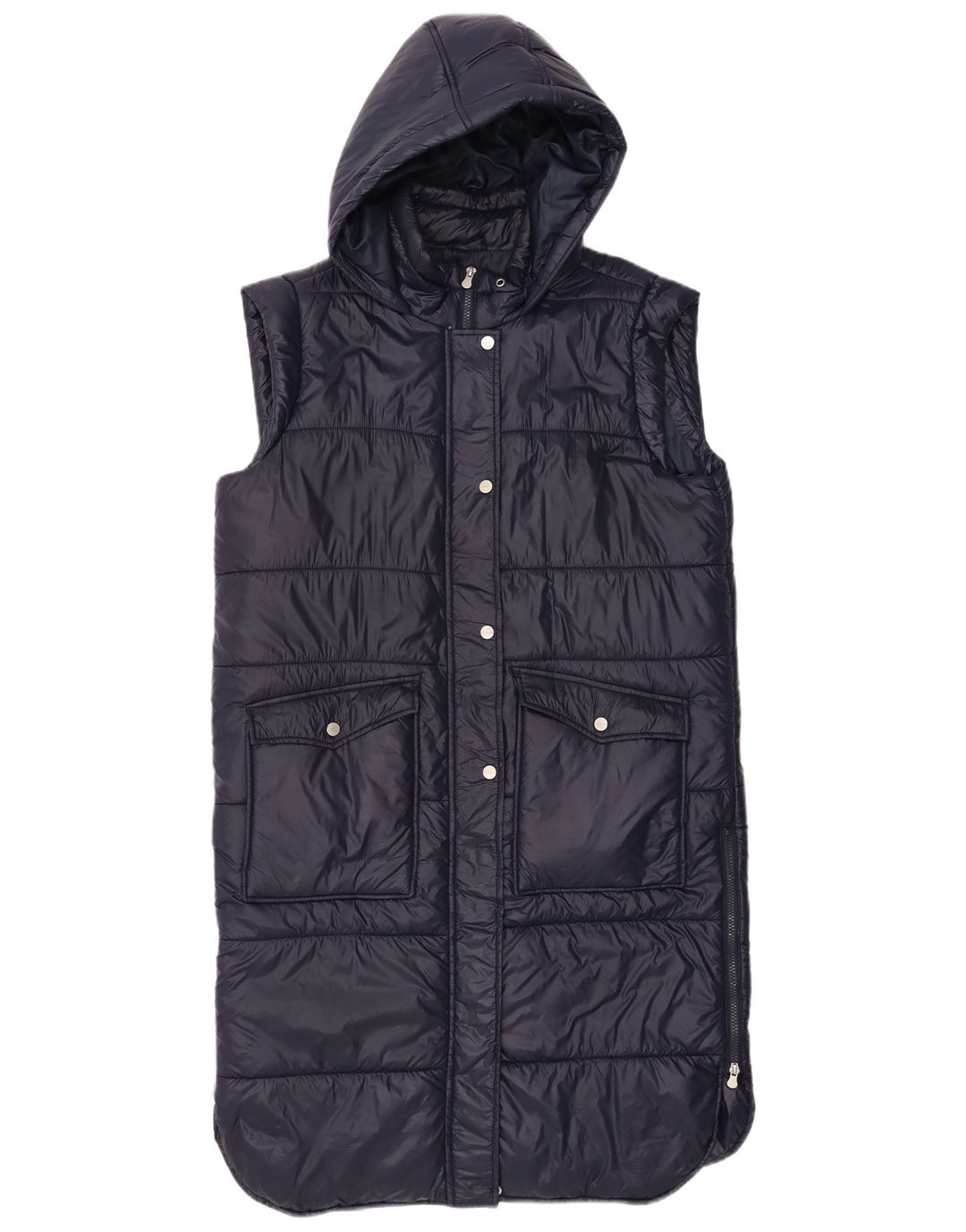 Женский утепленный жилет оверсайз с капюшоном Laura Torelli UK 10, маленький темно-синий