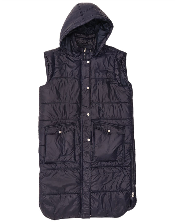 Женский утепленный жилет оверсайз с капюшоном Laura Torelli UK 10, маленький темно-синий