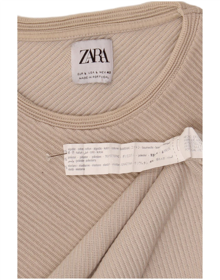 Мужской топ Zara с длинным рукавом, большой размер, бежевый хлопок