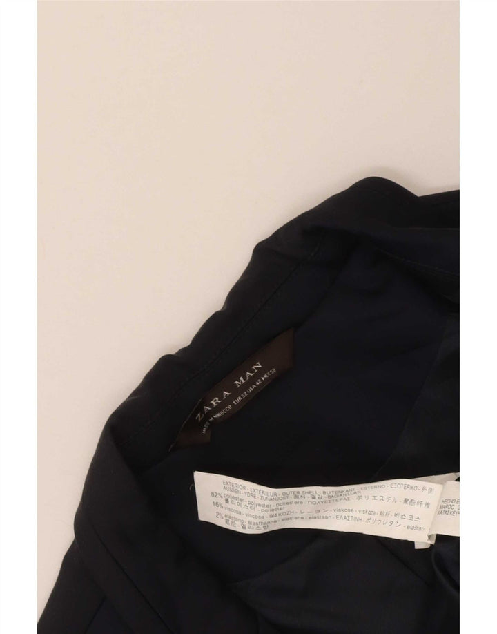 Мужской пиджак Zara на 2 пуговицах EU 42, большой темно-синий полиэстер