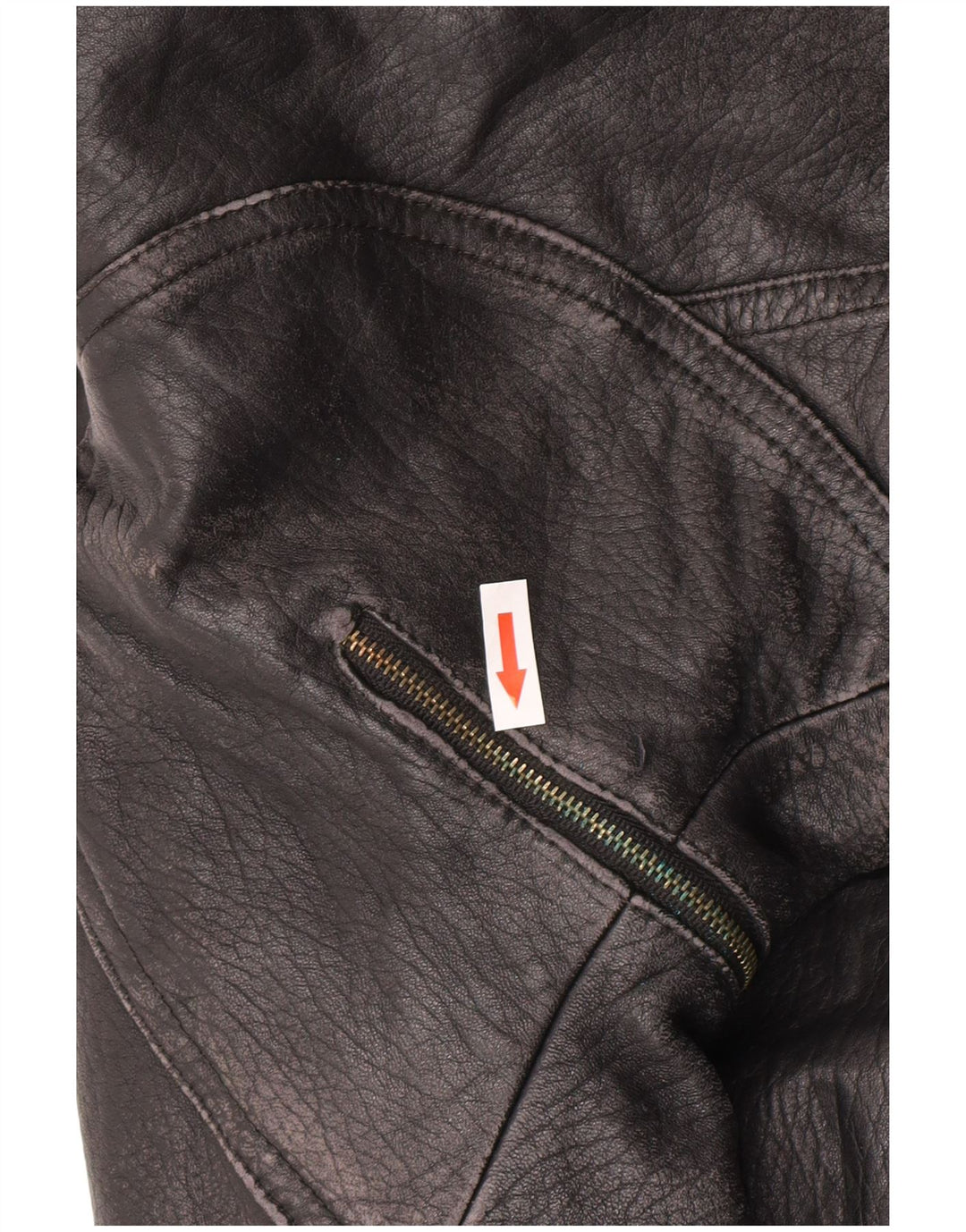 Винтажная женская кожаная куртка IT 52 2XL Черная кожа