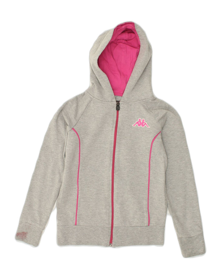 KAPPA Girls Zip Hoodie Sweater 9-10 Years Grey Cotton | Vintage Kappa | Thrift | Second-Hand Kappa | Used Clothing | Messina Hembry 
