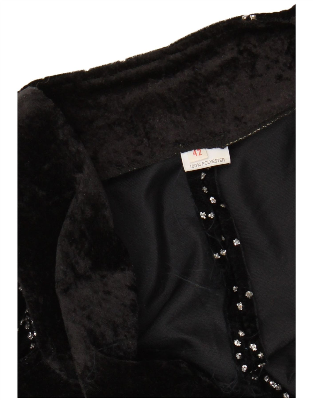 ВИНТАЖНЫЙ женский фрак-пиджак с абстрактным узором IT 42 Средний черный