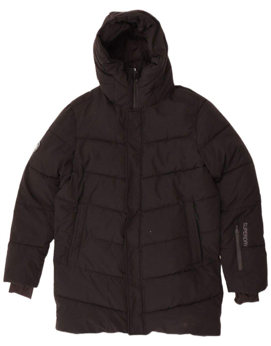 Женская парка Superdry с капюшоном и графическим рисунком UK 14, средний черный зимний цвет