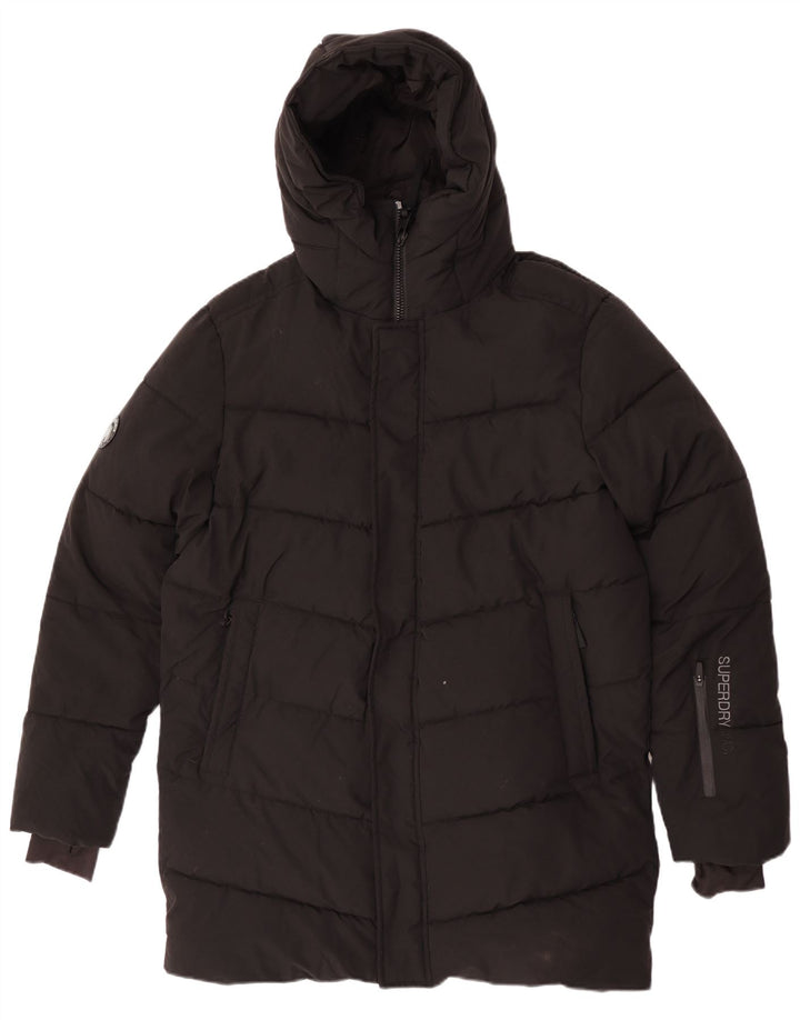 Женская парка Superdry с капюшоном и графическим рисунком UK 14, средний черный зимний цвет