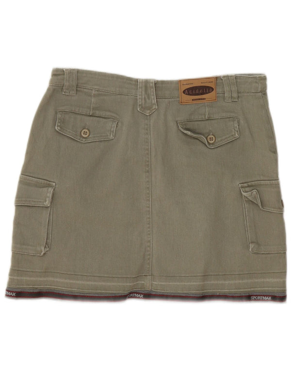 Винтажная женская мини-юбка-карго IT 44 Medium W30 Хаки в полоску, хлопок