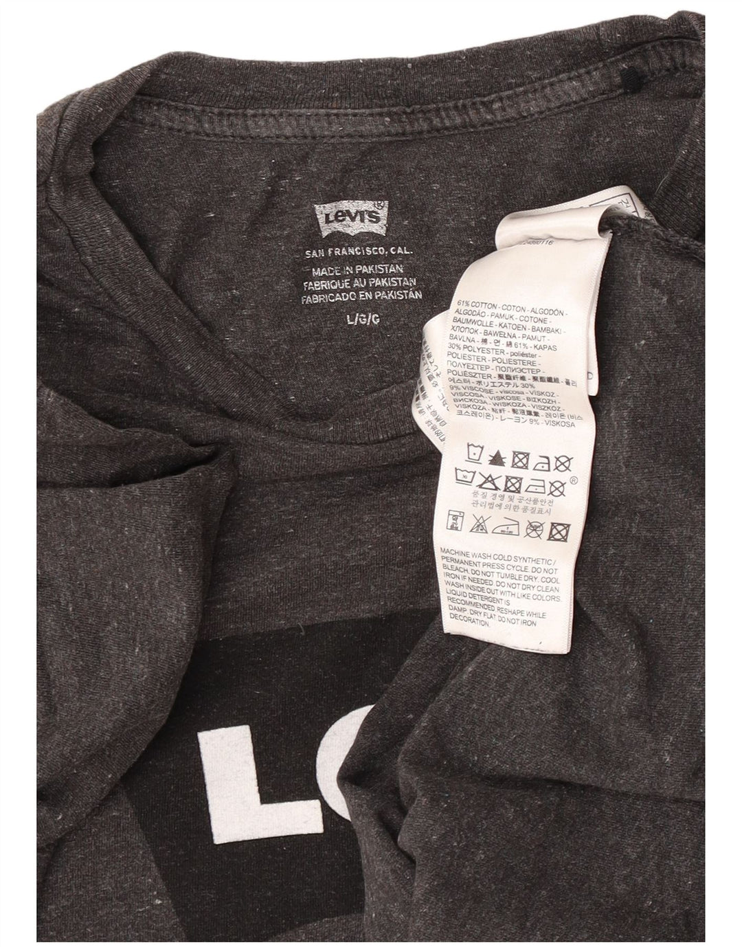 Мужская футболка с рисунком Levi's, большой серый хлопок с крапинками