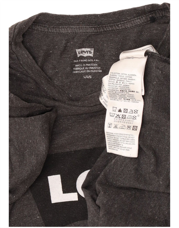 Мужская футболка с рисунком Levi's, большой серый хлопок с крапинками