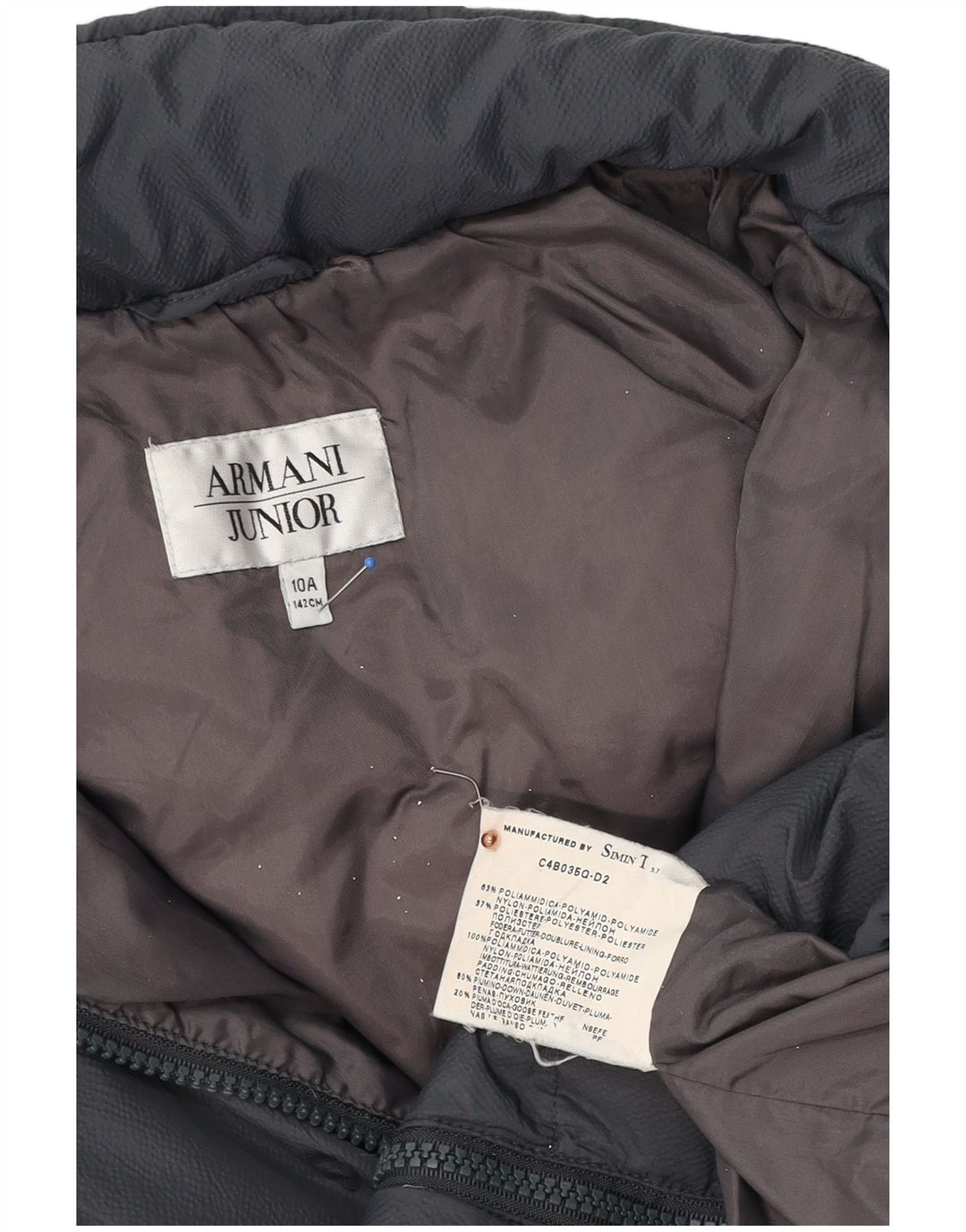 Утепленная куртка с капюшоном Armani Junior для мальчиков 9-10 лет, черный полиамид