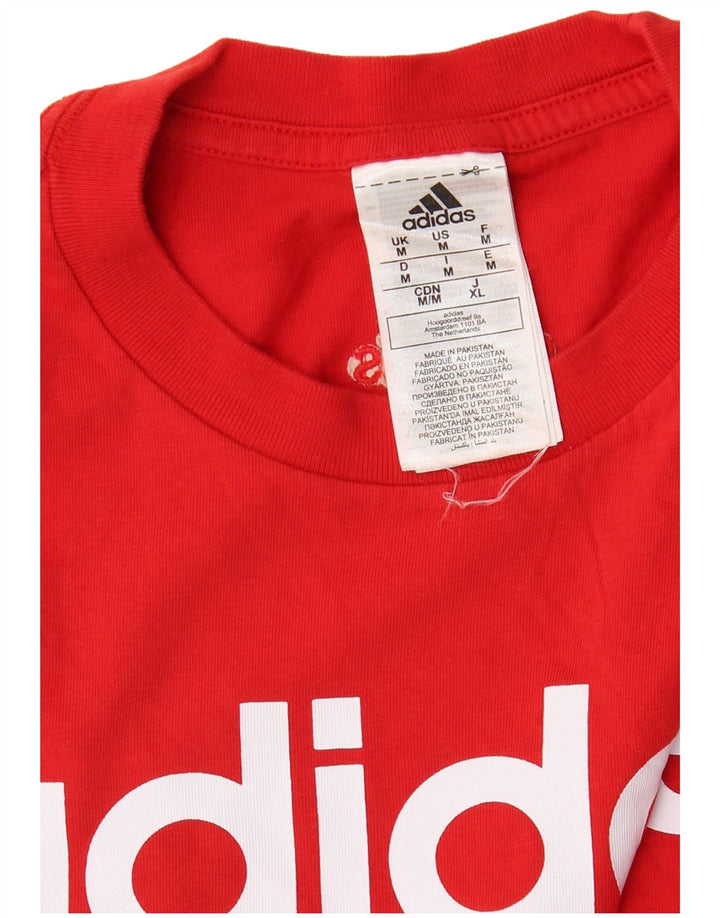 Мужская футболка с рисунком ADIDAS, хлопковый топ среднего красного цвета