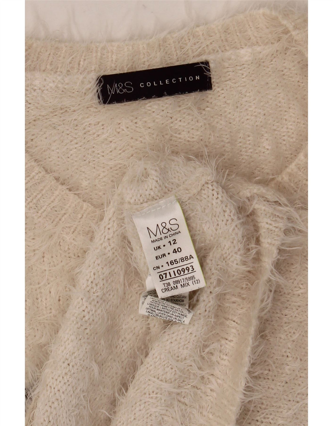 Женский укороченный джемпер с вырезом лодочкой Marks & Spencer UK 12, средний, белый цвет