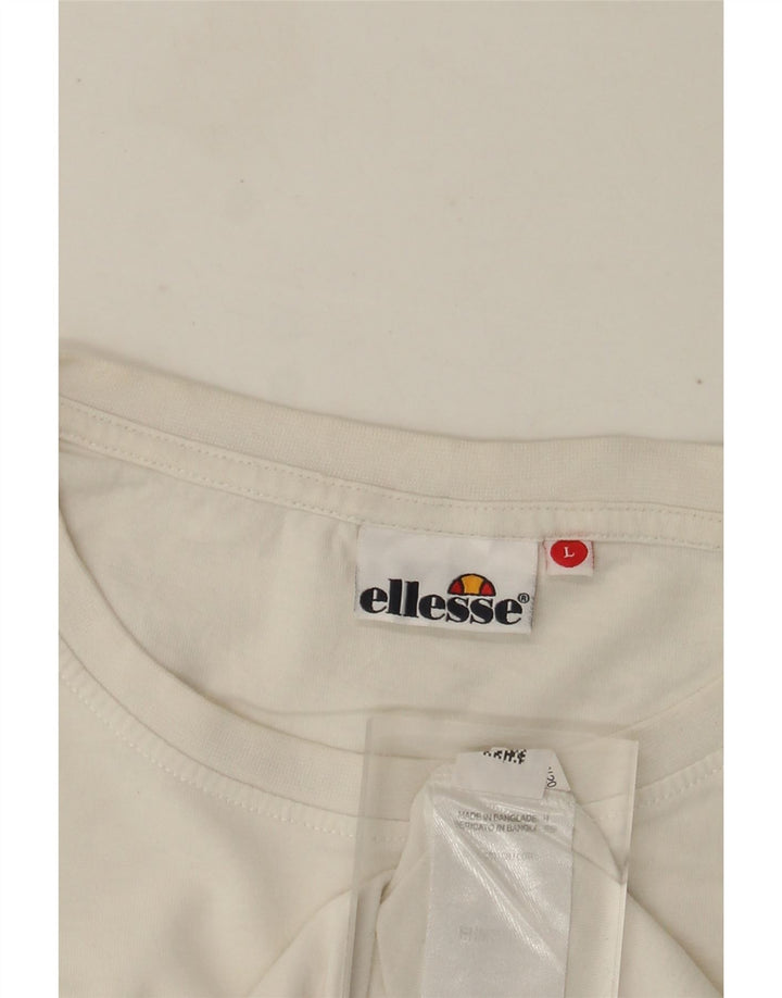 Мужская футболка Ellesse с графическим рисунком, большой хлопковый топ белого цвета