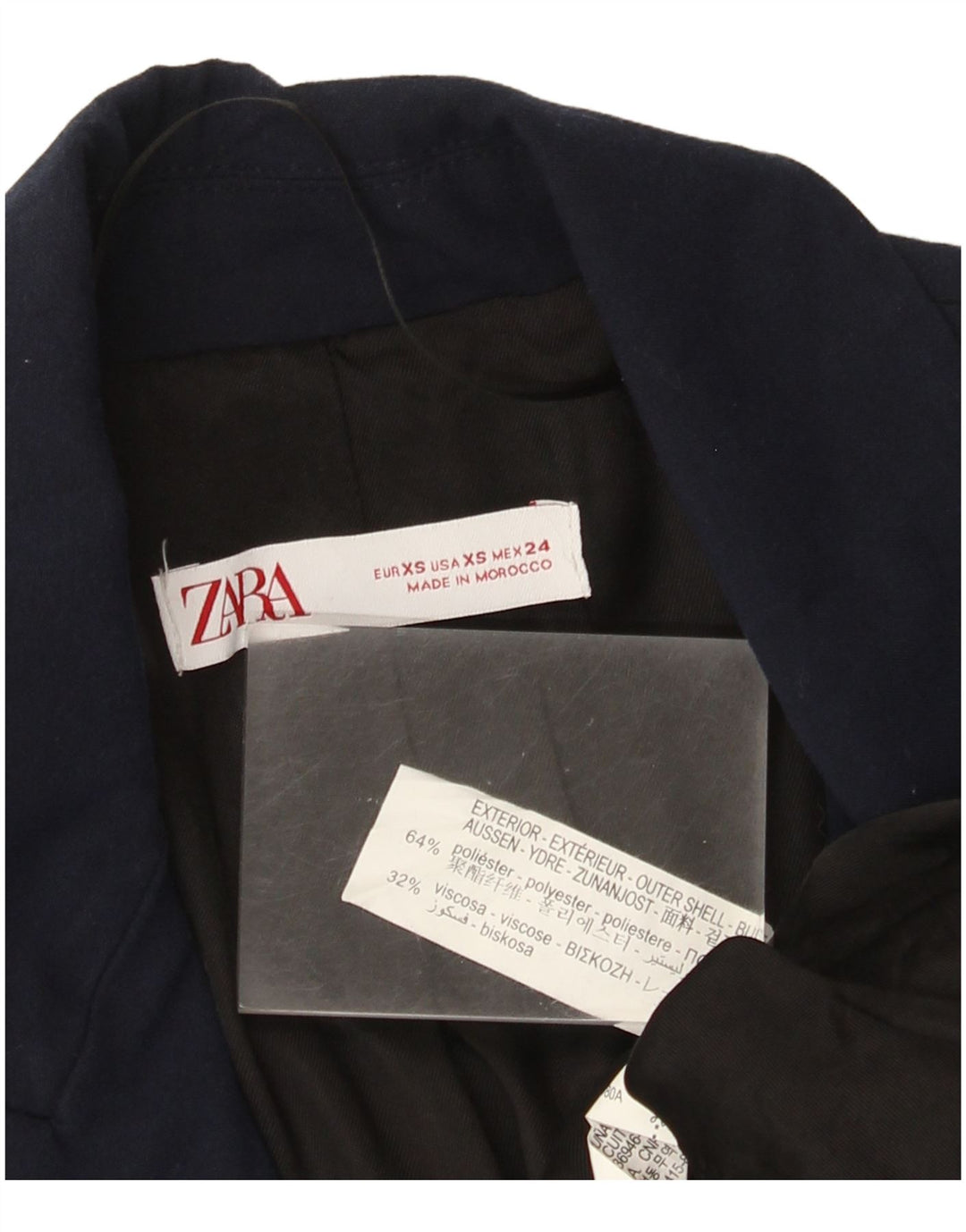 Женский пиджак Zara на 1 пуговице UK 6 XS Темно-синий полиэстер