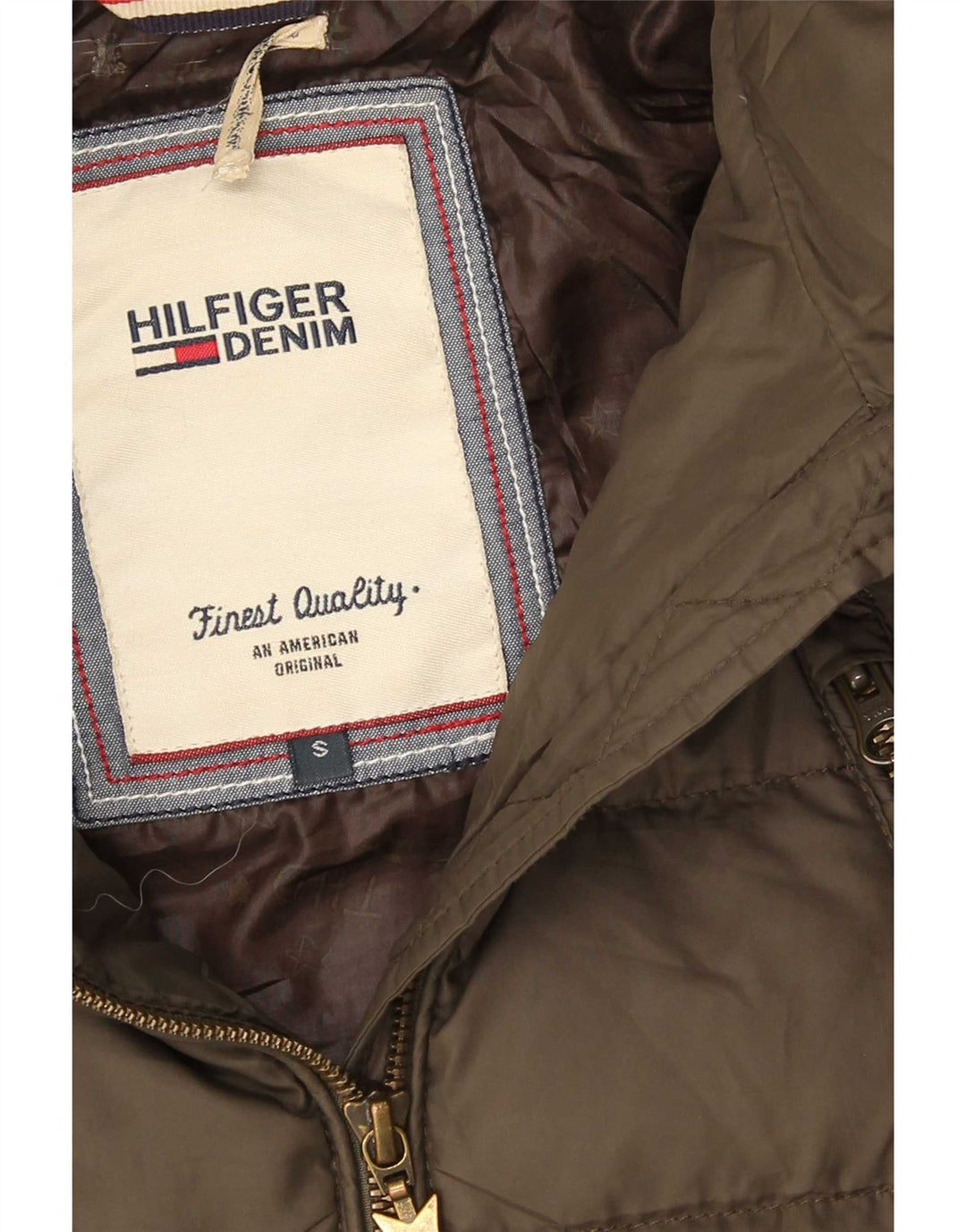 Женское стеганое пальто с капюшоном Tommy Hilfiger UK 10, маленький цвет хаки, полиэстер