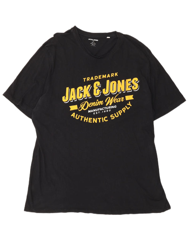 Мужская футболка с рисунком Jack & Jones 2XL, черный хлопок