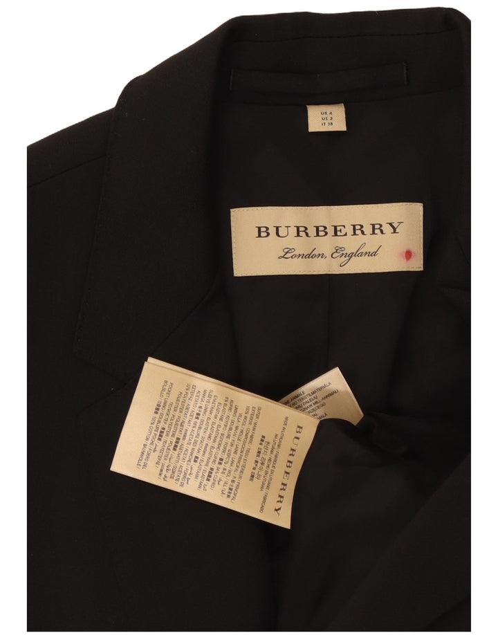 Женский пиджак Burberry на 1 пуговице UK 4 XS, классический черный шерстяной пиджак