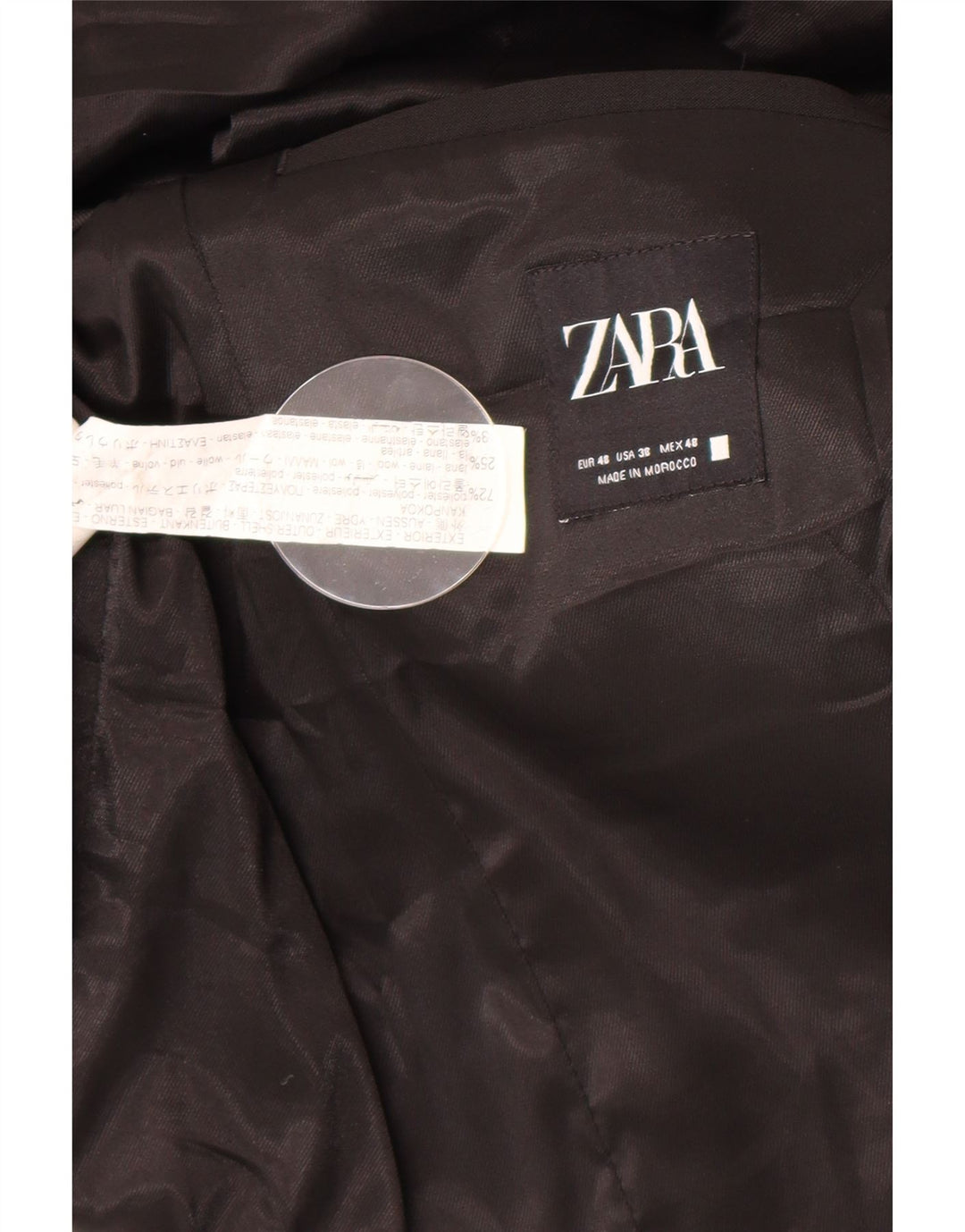 Мужской пиджак Zara на 2 пуговицах EU 48, средний черный полиэстер